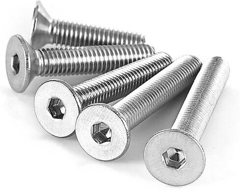 M5 x 8mm 12mm 16mm 20mm 25mm Flat Head Socket Cap Screws Countersunk Bolts, 304 Stainless Steel, Allen Socket Drive, Metric Fully Threaded, Bright Finish, Assortment Kit 50PCS in Saudi Arabia