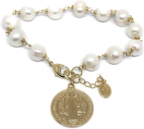 مجوهرات حماية سوار من لؤلؤ المياه العذبة المزروعة بميدالية سان بينيتو in Kuwait