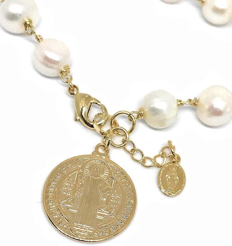 مجوهرات حماية سوار من لؤلؤ المياه العذبة المزروعة بميدالية سان بينيتو in Kuwait