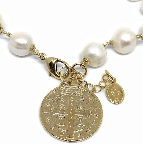 مجوهرات حماية سوار من لؤلؤ المياه العذبة المزروعة بميدالية سان بينيتو in Kuwait