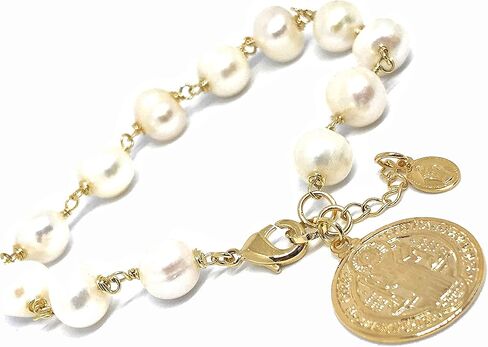 مجوهرات حماية سوار من لؤلؤ المياه العذبة المزروعة بميدالية سان بينيتو in Kuwait