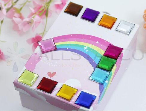 Allstarco 24mm Flat Back Acrylic Square Gems Rhinestones Cosplay Costume Embelishments - 60 Pieces (Assorted Colors) in Kuwait