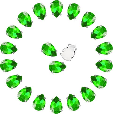 Sew on Rhinestones 86PCS 13 × 18 mm Glass Jewels Diamond Rhinestones Kit Metal Flat Back Rhinestones Prongs Setting Sewing Claw Tear Drop Shape Gems for Crafts, Clothes, Shoes Mixed Colors in Kuwait
