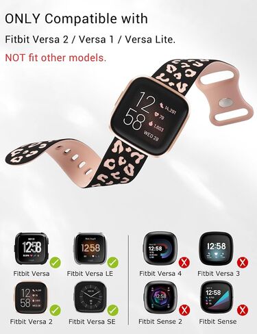 Minyee 2 Packs Leopard Engraved Band Compatible with Fitbit Versa 2/Fitbit Versa/Versa Lite Bands Women, Two-Tone Cheetah Soft Silicone Sport Designer Cute Fancy Summer Strap for Versa 2 Smart Watch in Saudi Arabia