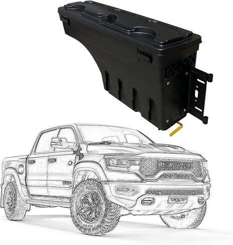 صندوق تخزين سرير الشاحنة صندوق أدوات متوافق مع دودج رام 1500 2500 3500 2002-2018 جانب الركاب الخلفي in Kuwait