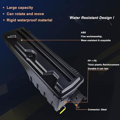 صندوق تخزين سرير الشاحنة صندوق أدوات متوافق مع دودج رام 1500 2500 3500 2002-2018 جانب الركاب الخلفي in Kuwait