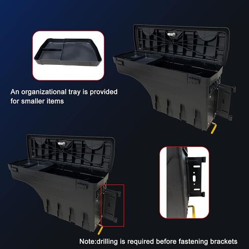 صندوق تخزين سرير الشاحنة صندوق أدوات متوافق مع دودج رام 1500 2500 3500 2002-2018 جانب الركاب الخلفي in Kuwait
