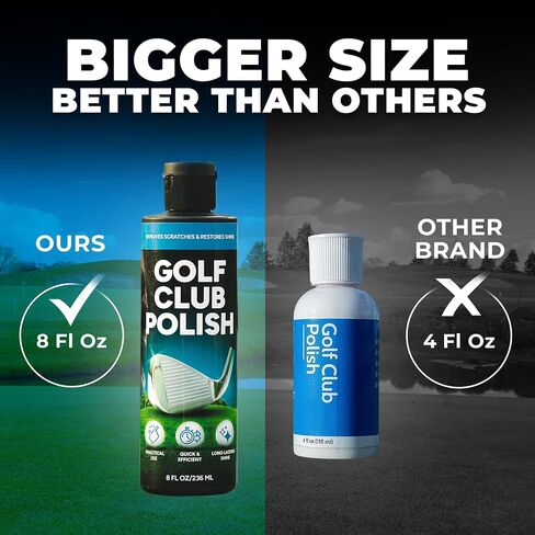 Golf Club Polish - Golf Groove Cleaner, Rust Remover for Metal, Zinc, Aluminum, and Steel, Easy to Use Golf Club Cleaner, Instant Rust, Buildup, Scuff and Stain Remover - Clean, Polish & Restore - 8oz in Kuwait