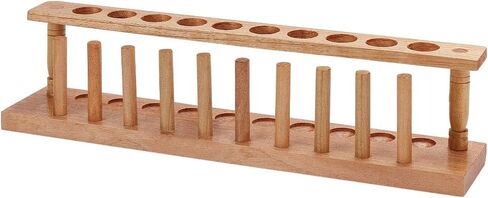 FINGERINSPIRE 10-Hole Wood Test Tube Holder Stand for 22mm/0.86inch Tubes Glass Test Tube Set with Drying Pins and Wood Rack Sandy Brown Lab Test Tube Rack Holder Stand Laboratory Supplies in Saudi Arabia