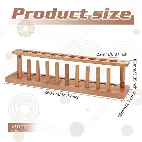 FINGERINSPIRE 10-Hole Wood Test Tube Holder Stand for 22mm/0.86inch Tubes Glass Test Tube Set with Drying Pins and Wood Rack Sandy Brown Lab Test Tube Rack Holder Stand Laboratory Supplies in Saudi Arabia
