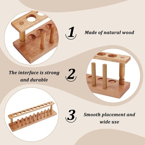 FINGERINSPIRE 10-Hole Wood Test Tube Holder Stand for 22mm/0.86inch Tubes Glass Test Tube Set with Drying Pins and Wood Rack Sandy Brown Lab Test Tube Rack Holder Stand Laboratory Supplies in Saudi Arabia