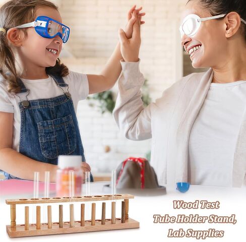 FINGERINSPIRE 10-Hole Wood Test Tube Holder Stand for 22mm/0.86inch Tubes Glass Test Tube Set with Drying Pins and Wood Rack Sandy Brown Lab Test Tube Rack Holder Stand Laboratory Supplies in Saudi Arabia