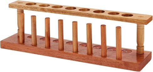 FINGERINSPIRE 10-Hole Wood Test Tube Holder Stand for 22mm/0.86inch Tubes Glass Test Tube Set with Drying Pins and Wood Rack Sandy Brown Lab Test Tube Rack Holder Stand Laboratory Supplies in Saudi Arabia