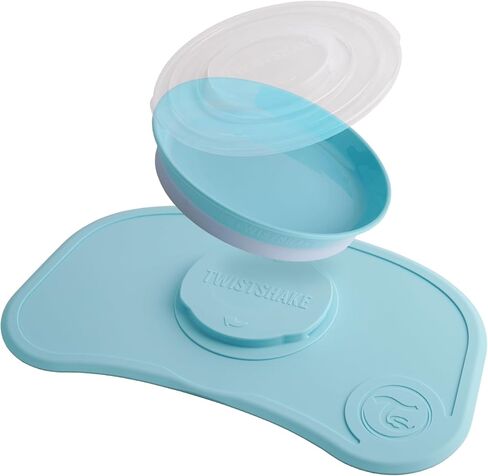 طبق أطفال Twistshake مع كوب شفط، Click Mat Mini 31 x 17 سم + طبق أطفال على السيليكون، خالي من مادة BPA، غير قابل للانزلاق، من 6 أشهر (أبيض) in Kuwait
