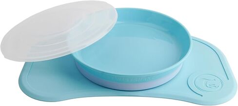 طبق أطفال Twistshake مع كوب شفط، Click Mat Mini 31 x 17 سم + طبق أطفال على السيليكون، خالي من مادة BPA، غير قابل للانزلاق، من 6 أشهر (أبيض) in Kuwait