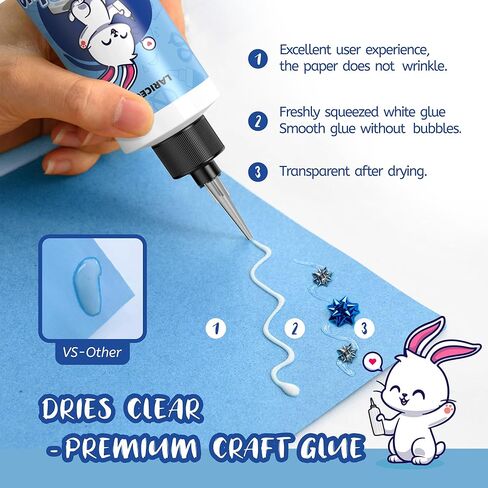 Craft Glue 2oz & Precision Tips, Craft Glue Quick Dry Clear, Strong Tacky Glue, Craft Glue Bottles with Fine Tip, Fabric Glue Permanent for Art Glitter Glue/Paper Crafting Scrapbooking/Card Making/Etc in Kuwait