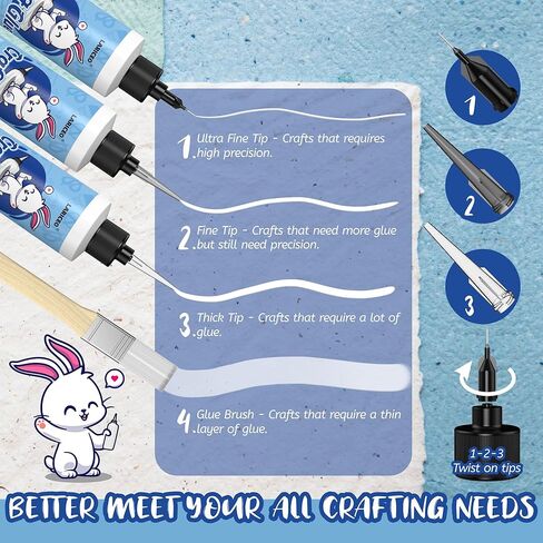 Craft Glue 2oz & Precision Tips, Craft Glue Quick Dry Clear, Strong Tacky Glue, Craft Glue Bottles with Fine Tip, Fabric Glue Permanent for Art Glitter Glue/Paper Crafting Scrapbooking/Card Making/Etc in Kuwait