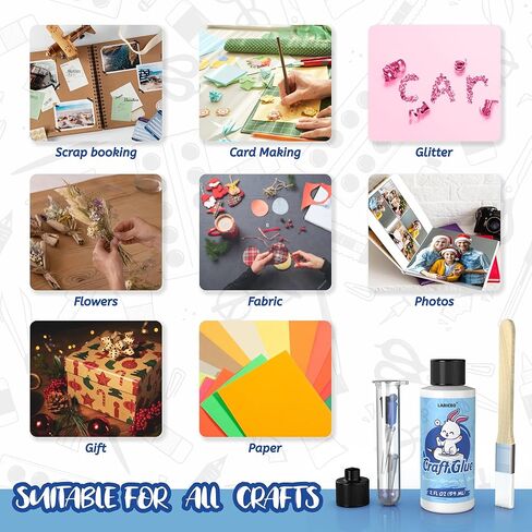 Craft Glue 2oz & Precision Tips, Craft Glue Quick Dry Clear, Strong Tacky Glue, Craft Glue Bottles with Fine Tip, Fabric Glue Permanent for Art Glitter Glue/Paper Crafting Scrapbooking/Card Making/Etc in Kuwait