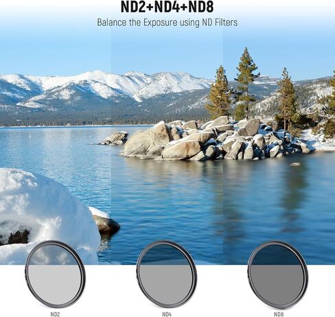 NEEWER 43mm ND Lens Filter Kit: UV, CPL, FLD, ND2, ND4, ND8, Lens Hood and Lens Cap Compatible with Canon Nikon Sony Panasonic DSLR Cameras with 43mm Lens in Kuwait