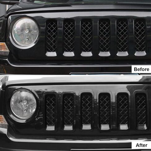 CheroCar for Patriot Mesh Grille Grill Insert & Headlight Turn Light Cover Trim Exterior Accessories for Jeep Patriot 2011-2016 in Saudi Arabia