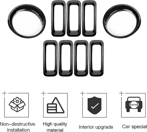 CheroCar for Patriot Mesh Grille Grill Insert & Headlight Turn Light Cover Trim Exterior Accessories for Jeep Patriot 2011-2016 in Saudi Arabia