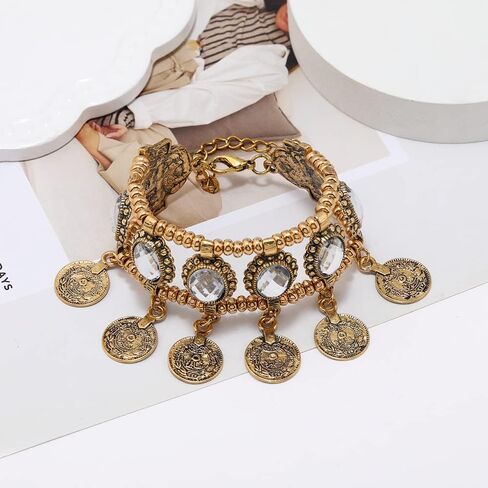 Adjustable Charming Bohemian Coins Bracelet Tassel Barefoot Sandals Chain Jewelry Belly Dance Anklet in Saudi Arabia