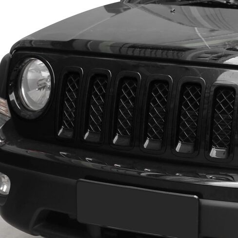 CheroCar for Patriot Mesh Grille Grill Insert & Headlight Turn Light Cover Trim Exterior Accessories for Jeep Patriot 2011-2016 in Saudi Arabia