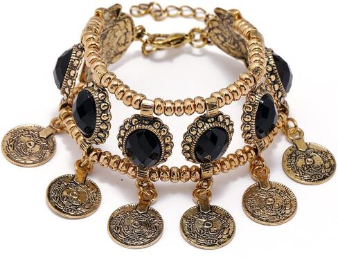 Adjustable Charming Bohemian Coins Bracelet Tassel Barefoot Sandals Chain Jewelry Belly Dance Anklet in Saudi Arabia