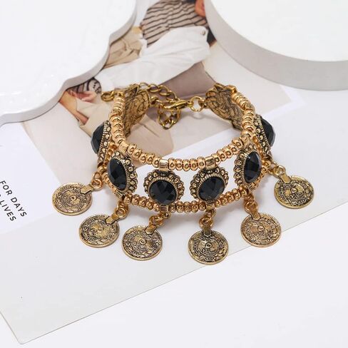 Adjustable Charming Bohemian Coins Bracelet Tassel Barefoot Sandals Chain Jewelry Belly Dance Anklet in Saudi Arabia