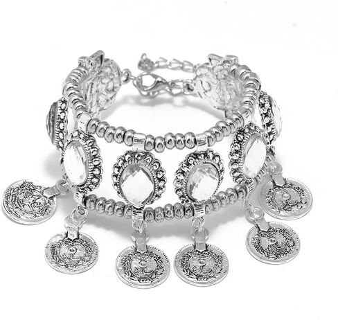 Adjustable Charming Bohemian Coins Bracelet Tassel Barefoot Sandals Chain Jewelry Belly Dance Anklet in Saudi Arabia