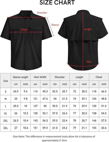 قميص صيد السمك للرجال بأكمام قصيرة، قميص صيفي مقاوم للماء للمشي لمسافات طويلة، قميص بأزرار سفلية مع جيب بسحاب، خفيف الوزن in Kuwait