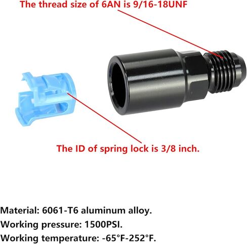 Ucreative 6AN Male to 3/8 Inch SAE Quick Disconnect Female Push-On EFI Fitting Aluminum in Saudi Arabia