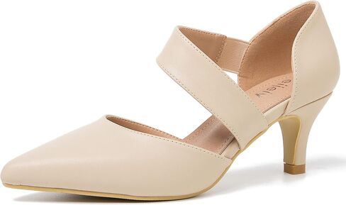 Women's Closed Pointed Toe Heels Strap D'Orsay Kitten Heel Slip On Dressy Pumps in Saudi Arabia