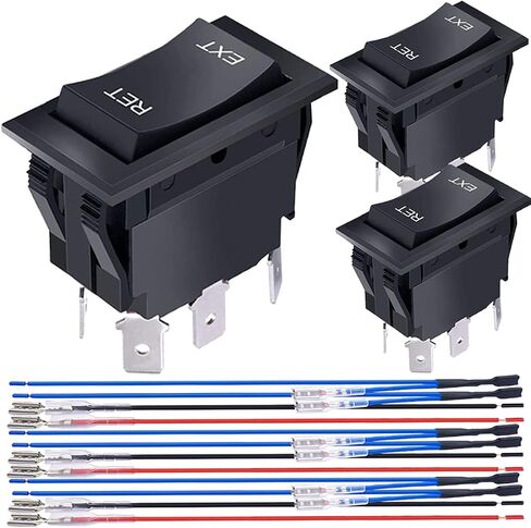 3Pcs DC 12V 20A Polarity Reverse Switch Momentary 6 Pin DPDT 3 Position (ON)-Off-(ON) RV Jack Switch Motor Control Rocker Toggle Switch for RV UTV Auto Boat with Jumper Wires in Saudi Arabia