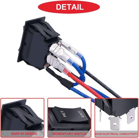 3Pcs DC 12V 20A Polarity Reverse Switch Momentary 6 Pin DPDT 3 Position (ON)-Off-(ON) RV Jack Switch Motor Control Rocker Toggle Switch for RV UTV Auto Boat with Jumper Wires in Saudi Arabia
