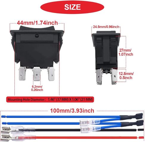 3Pcs DC 12V 20A Polarity Reverse Switch Momentary 6 Pin DPDT 3 Position (ON)-Off-(ON) RV Jack Switch Motor Control Rocker Toggle Switch for RV UTV Auto Boat with Jumper Wires in Saudi Arabia