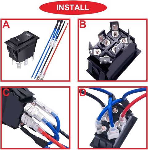 3Pcs DC 12V 20A Polarity Reverse Switch Momentary 6 Pin DPDT 3 Position (ON)-Off-(ON) RV Jack Switch Motor Control Rocker Toggle Switch for RV UTV Auto Boat with Jumper Wires in Saudi Arabia