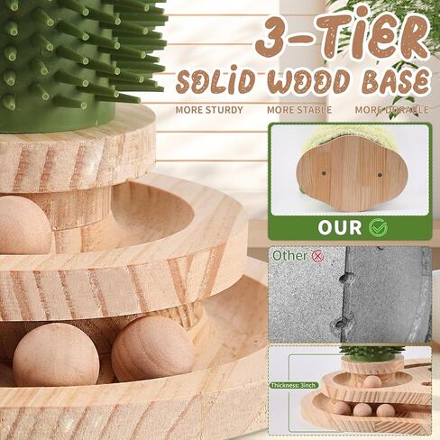 Cat Scratching Post with Bed,Small Cat Tree for Kittens and Small Cats,Cat Self Groomer with 3-Tier Wood Base,Removable Bed,Groomer Brush,Natural Sisal,2*Dangling Balls,Interactive Ball Toys in Saudi Arabia
