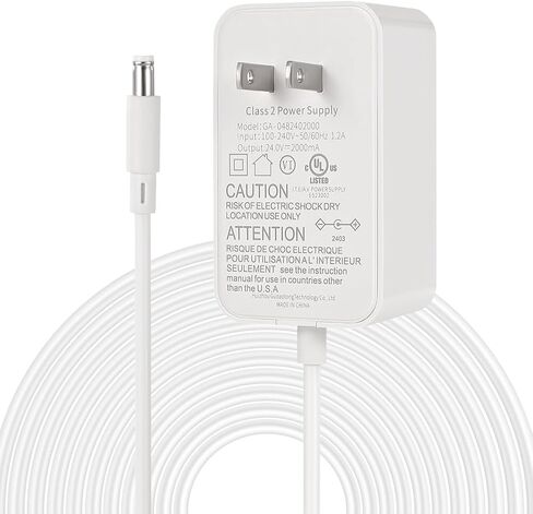 محول إمداد الطاقة 24 فولت تيار مستمر 24 فولت 2 أمبير 48 وات محول مدرج في قائمة UL، محول تيار متردد إلى تيار مستمر 100-240 فولت مدخل تيار متردد مع قابس أمريكي 5.5 × 2.1 مم لشريط LED وكاميرا CCTV وغيرها من الأجهزة ذات الجهد المنخفض in Kuwait