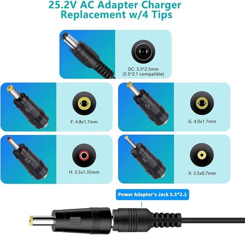 24V or 25.2V AC/DC Massage Gun Adapter Charger with 25.2V 0.8A 1A Massage Guns Power Supply Cord Cable (6.6Ft) in Saudi Arabia