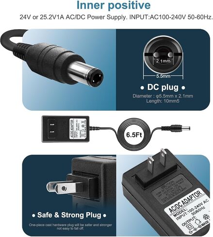 24V or 25.2V AC/DC Massage Gun Adapter Charger with 25.2V 0.8A 1A Massage Guns Power Supply Cord Cable (6.6Ft) in Saudi Arabia