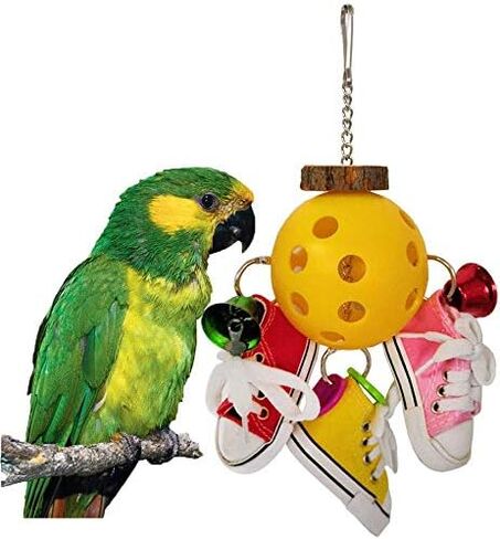 Bird Chew Foraging Toy Mini Sneakers Sports Shoes Toy with Bells for Parrot Parakeet Cockatiel Lovebird Conure Finch Canary African Grey Budgie Cage Accessories … in Saudi Arabia