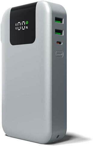 شاحن حائط محمول من ليمتلس بسعة 15000 مللي أمبير في الساعة مع شاشة رقمية LCD وكابلات مدمجة ومصباح يدوي و20 وات PD USB-C ومنفذين USB 22.5 وات QC (أرجواني معدني) in Kuwait