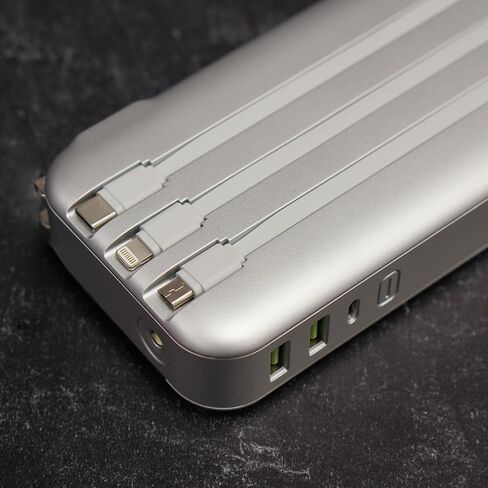 شاحن حائط محمول من ليمتلس بسعة 15000 مللي أمبير في الساعة مع شاشة رقمية LCD وكابلات مدمجة ومصباح يدوي و20 وات PD USB-C ومنفذين USB 22.5 وات QC (أرجواني معدني) in Kuwait