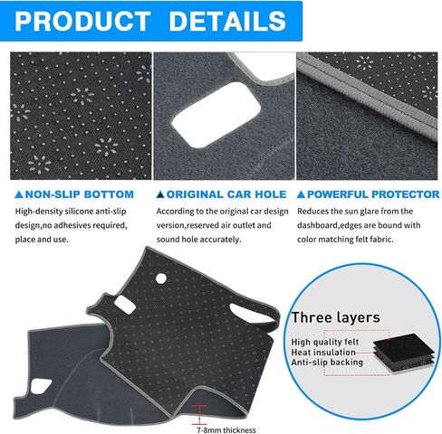 Dash Cover for Toyota Tacoma Accessories 2016 2017 2018 2019 2020 2021 2022 2023,Dashboard Cover Mat Custom Fit Center Console Cover Sunshield Protector Mat Pad (Black) in Saudi Arabia