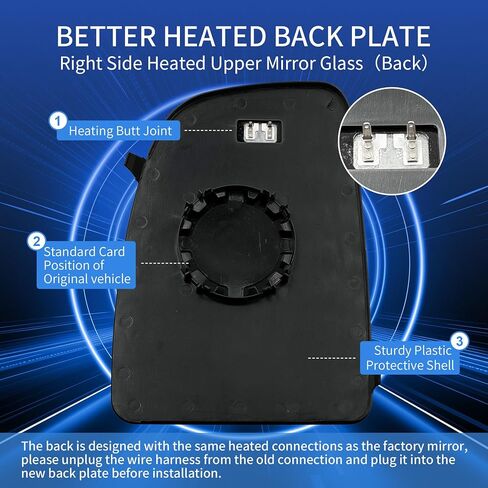 زجاج مرآة علوي مُسخن من جانب الركاب لـ Ram Promaster 1500 2500 3500 لعام 2014-2021، زجاج مرآة سحب مع حامل خلفي لـ CH1321376 in Kuwait