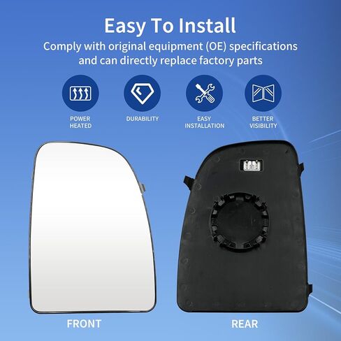 زجاج مرآة علوي مُسخن من جانب الركاب لـ Ram Promaster 1500 2500 3500 لعام 2014-2021، زجاج مرآة سحب مع حامل خلفي لـ CH1321376 in Kuwait