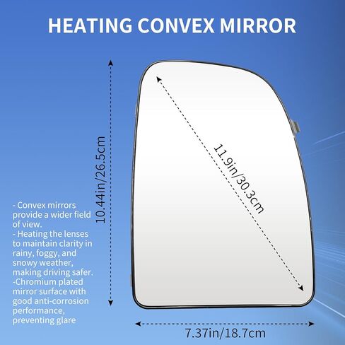 زجاج مرآة علوي مُسخن من جانب الركاب لـ Ram Promaster 1500 2500 3500 لعام 2014-2021، زجاج مرآة سحب مع حامل خلفي لـ CH1321376 in Kuwait
