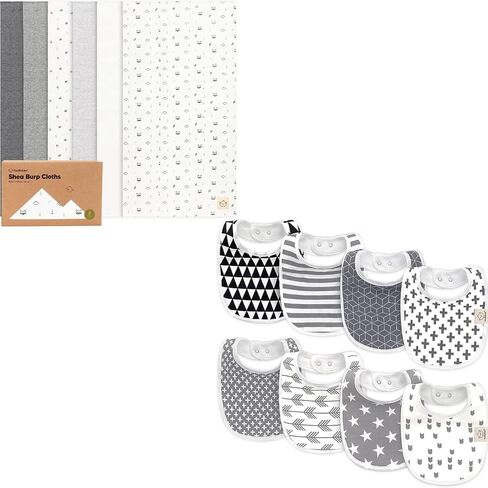 KeaBabies 6-Pack Baby Burp Cloths for Baby Boys and Girls and 8-Pack Baby Bibs for Baby Boys & Girls - Organic Cotton Burp Clothes for Baby Boy - Organic Baby Bib for Boy, Girl in Saudi Arabia