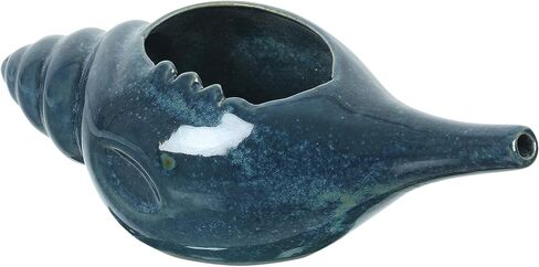 وعاء Neti من السيراميك المتين المقاوم للتسرب، غير معدني وقبضة مريحة | علاج طبيعي مناسب للاستخدام في الميكروويف وغسالة الأطباق لعلاج الجيوب الأنفية والاحتقان، تصميم جذاب (أزرق داكن) in Kuwait